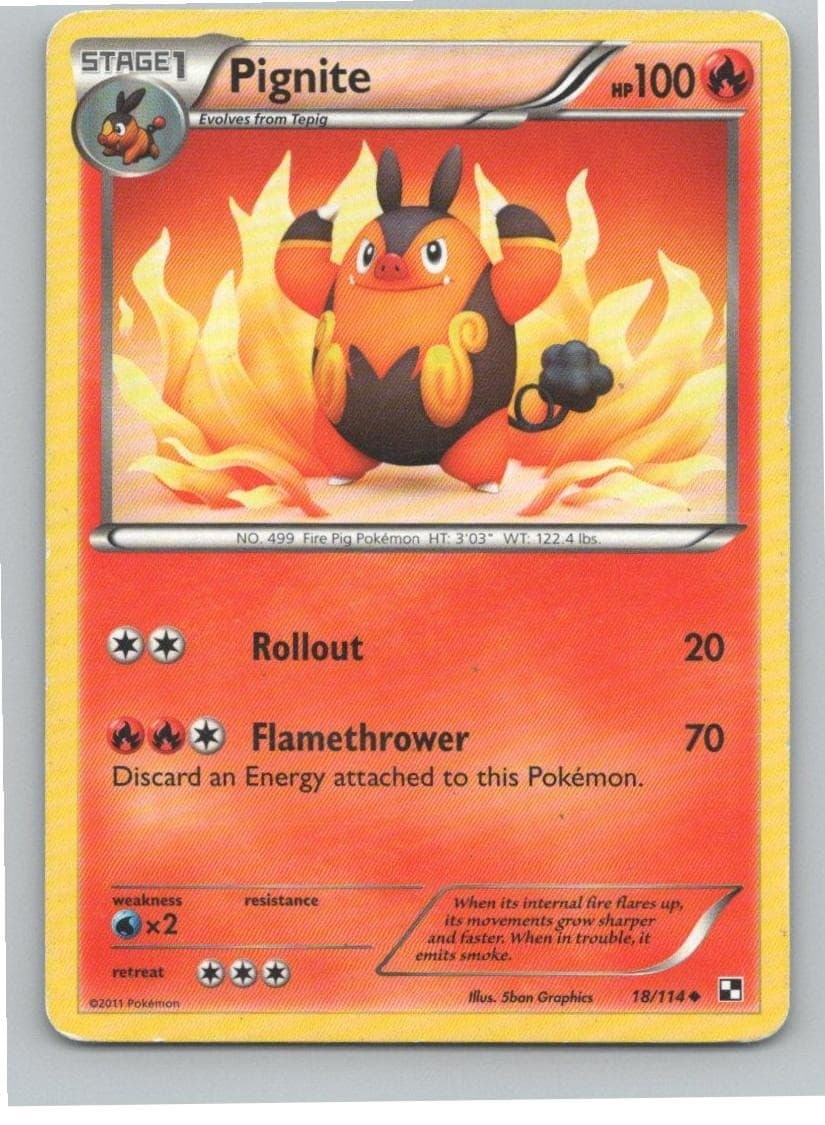 Black and White #18/114 Pignite (18) Pokémon TCG LP