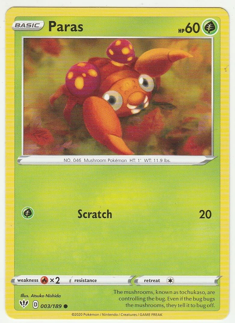 Paras 3/189 Pokemon TCG Darkness Ablaze 
