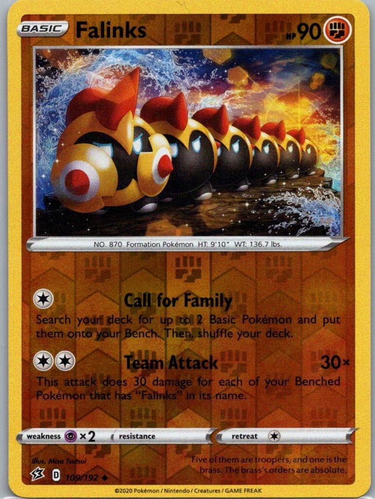 Pokemon TCG Falinks 109/192 Rebel Clash Rev Holo NM