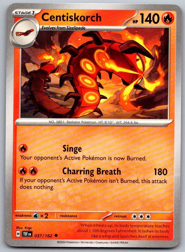 Centiskorch Temporal Forces 037/162 Uncommon PokéMon — English Near Mint
