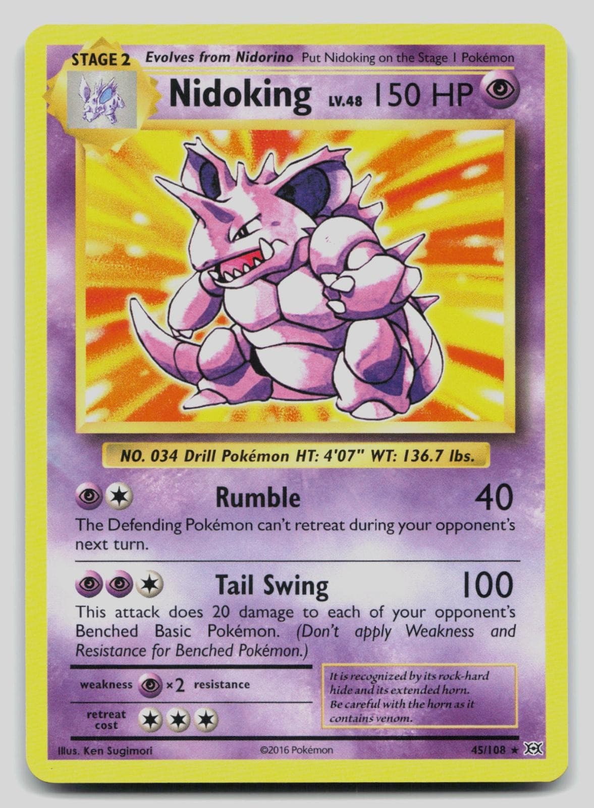 Nidoking (XY Evolutions) 45/108 Rare Deck Exclusives Pokemon Lightly Played