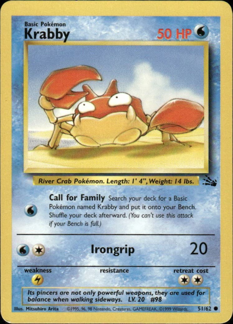 Krabby Fossil 51/62 Common Unlimited Pokémon — English MP
