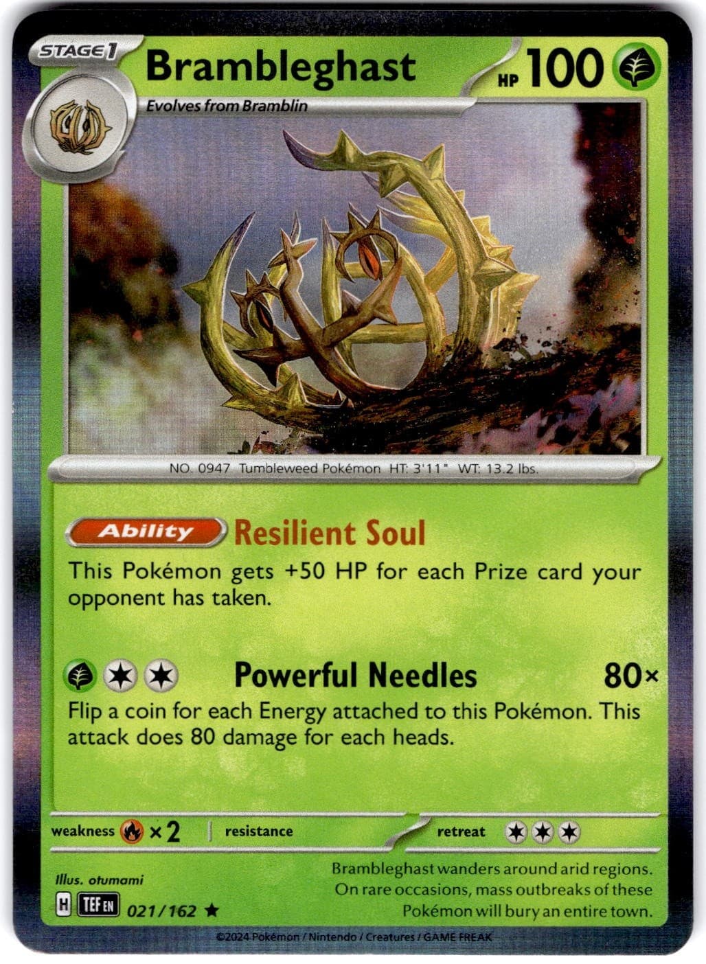 Pokemon Brambleghast Temporal Forces 21/162 Normal Holo Near Mint English