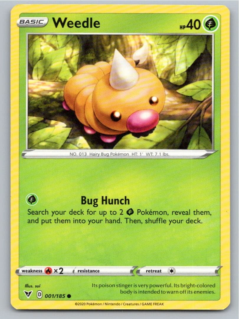 2020 POKEMON WEEDLE VIVID VOLTAGE 001/185 C NM A58527 FREE S&H