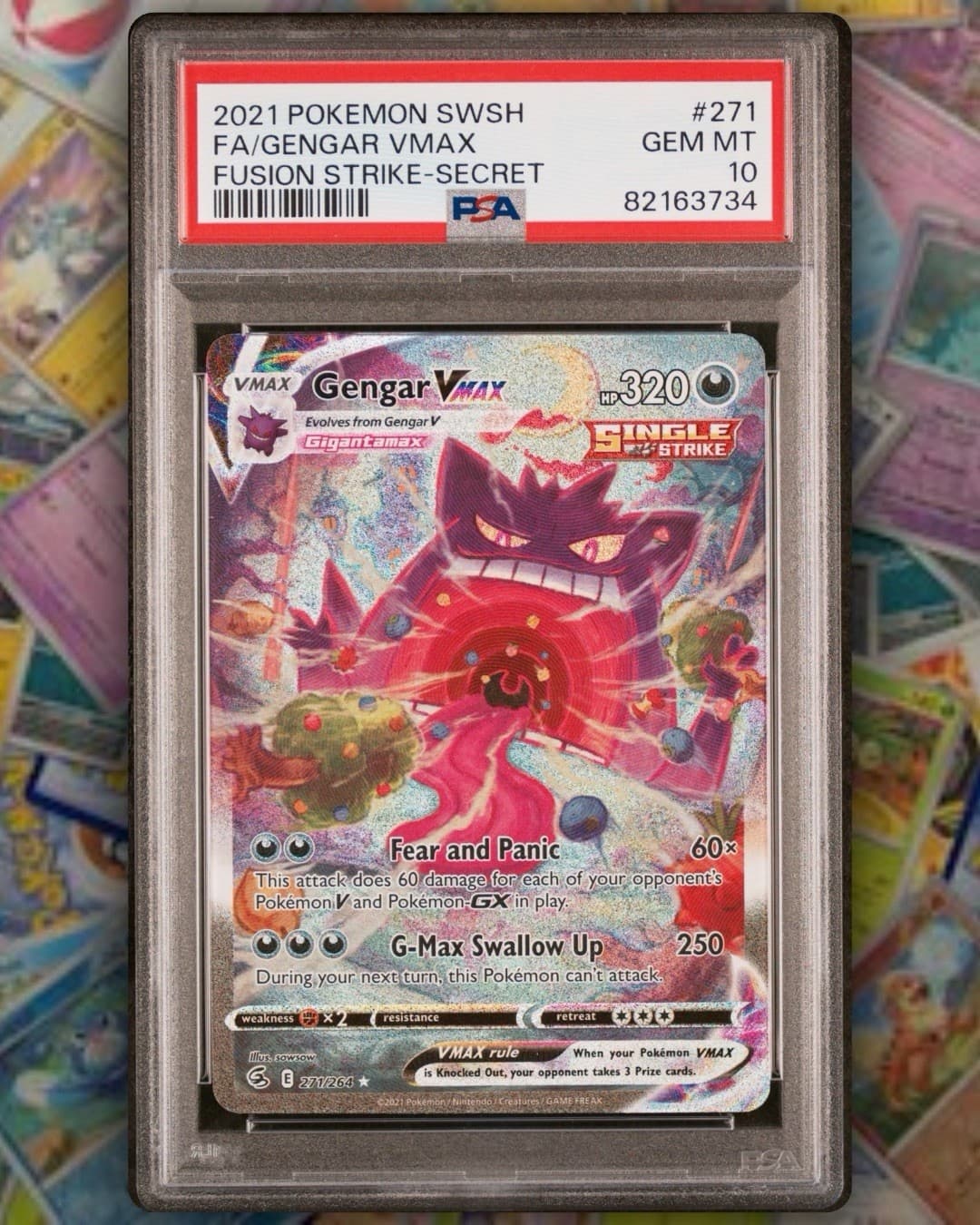 Pokemon Gengar VMAX Fusion Strike Secret Rare Full Alt Art #271 PSA 10 Gem Mint