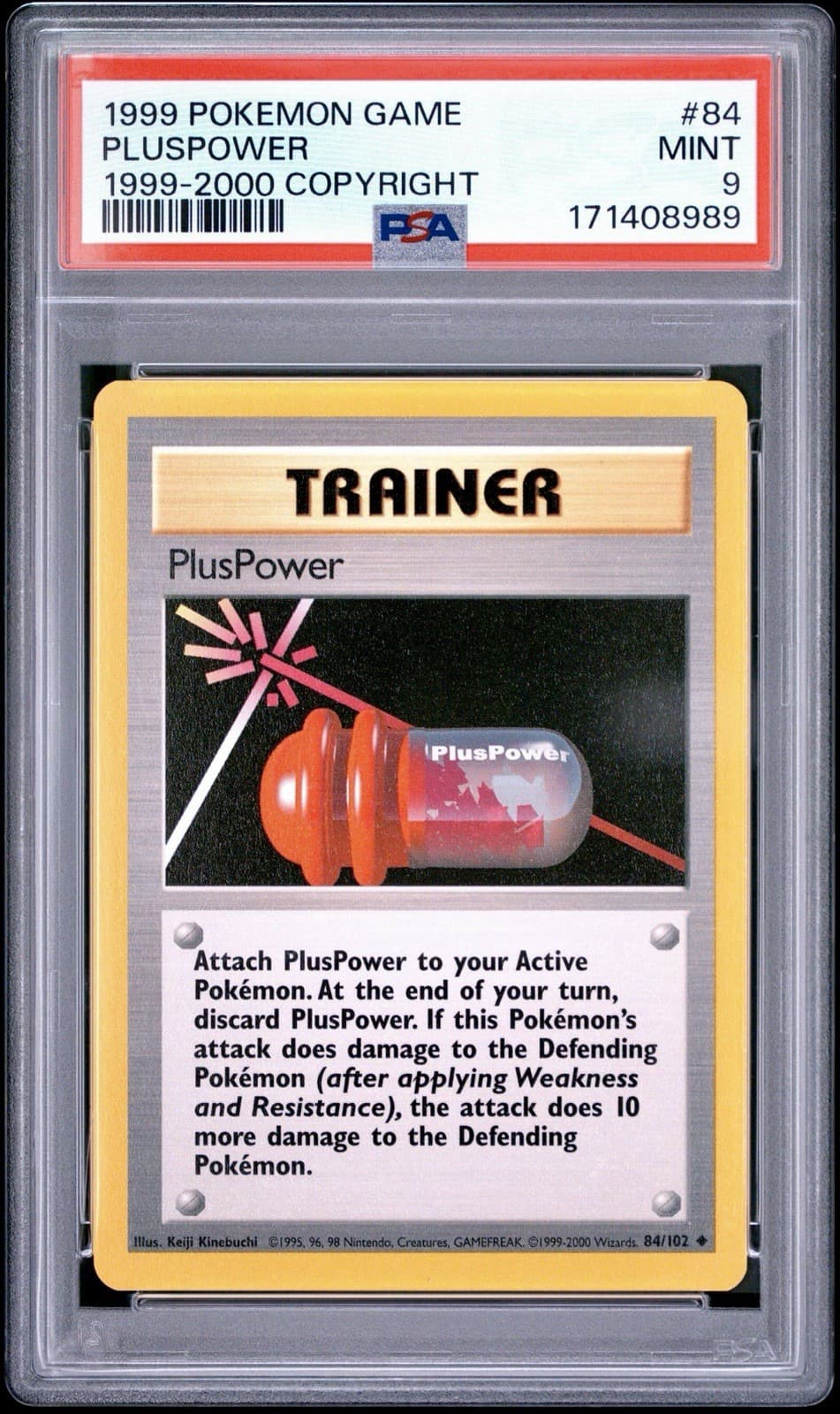 PSA 9 MINT PlusPower 84/102 Base 1999-2000 4th Print UK Pokemon Card