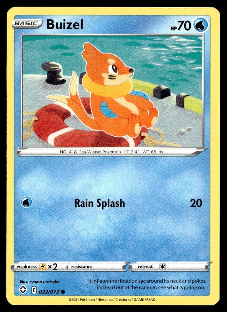 Buizel 22/72 Pokemon Card Shining Fates Common 70 HP Near Mint QL