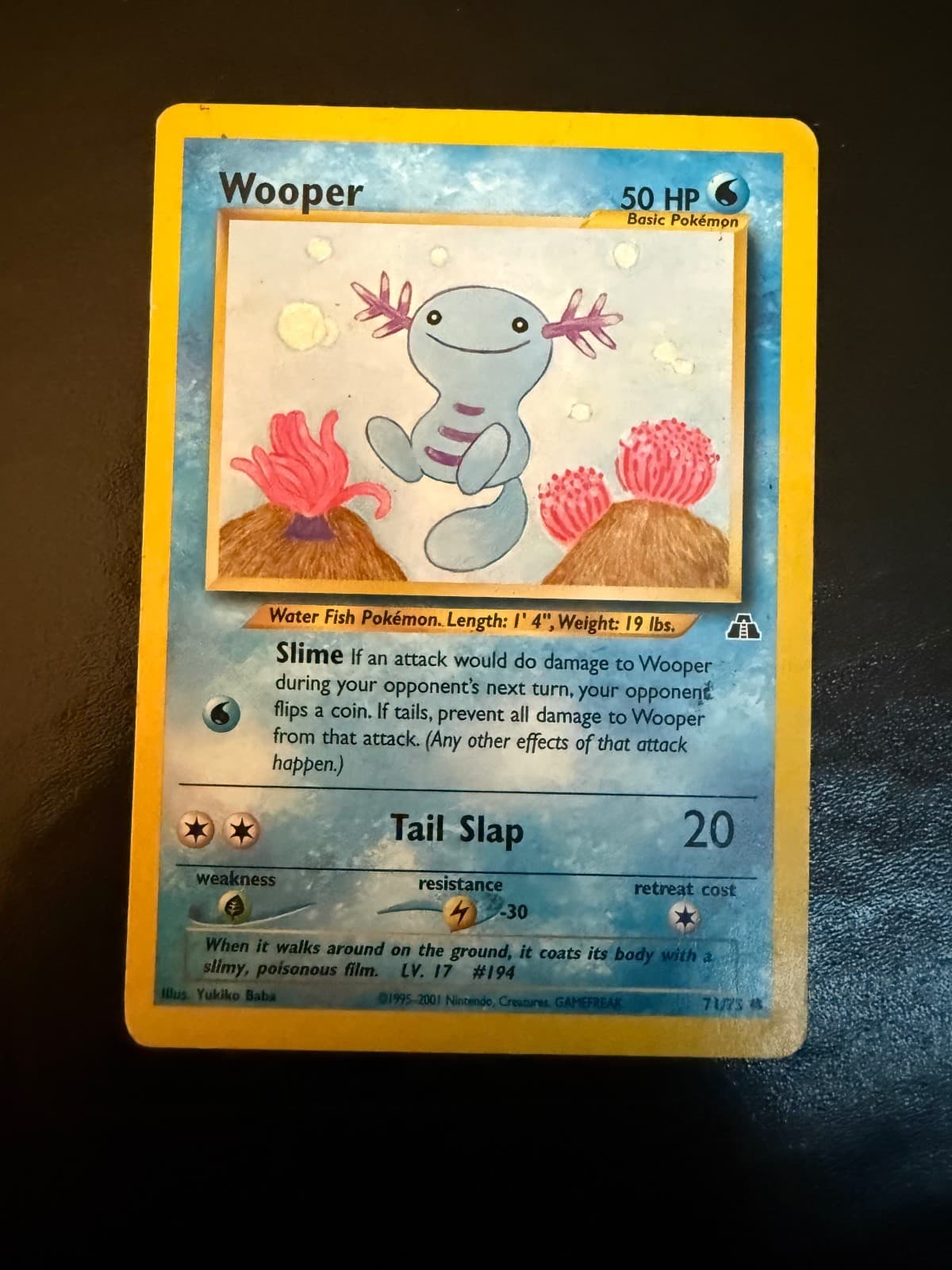 Wooper 71/75 Common Neo Discovery Pokemon Unlimited Heavily Played