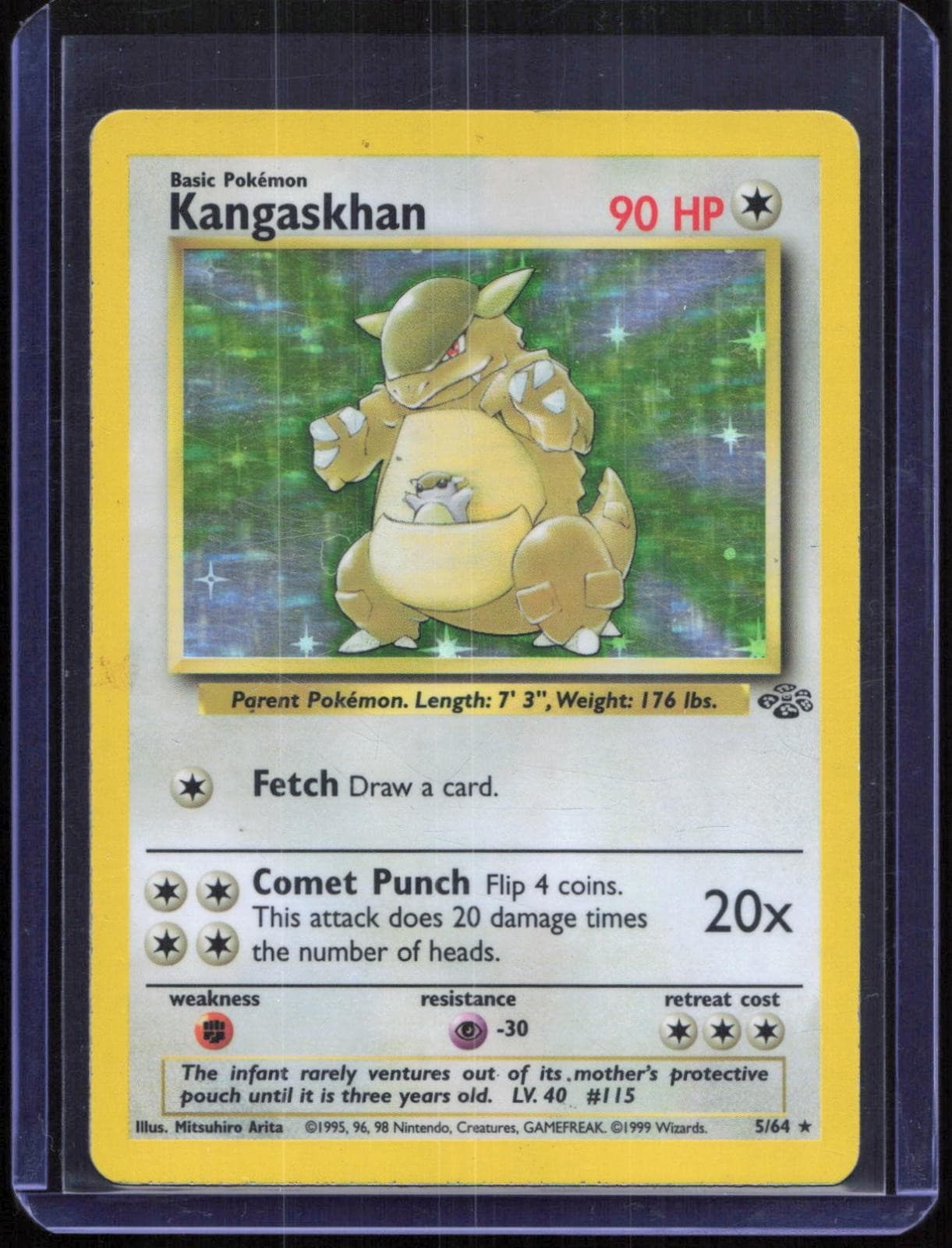 Kangaskhan 5/64 Rare Jungle Pokemon Unlimited Holo Moderately Played