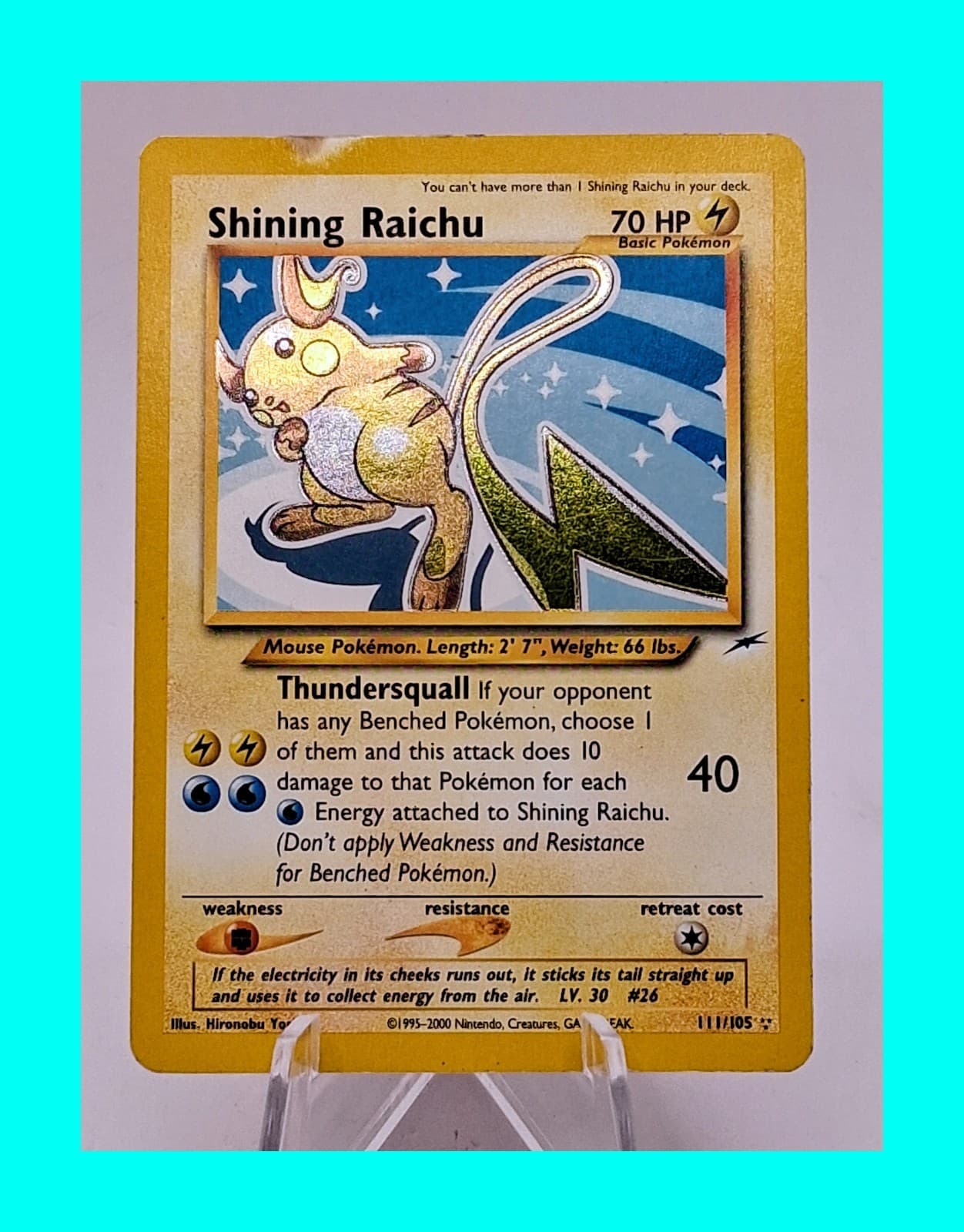 Shining Raichu 111/105 Neo Destiny Rare Secret Holo Pokémon TCG 2002
