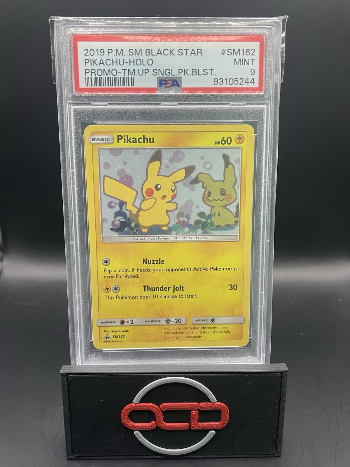 2019 P.M.  SM Black Star SM162 Pikachu-Holo Promo- TM.Up Single Pack Blst PSA 9