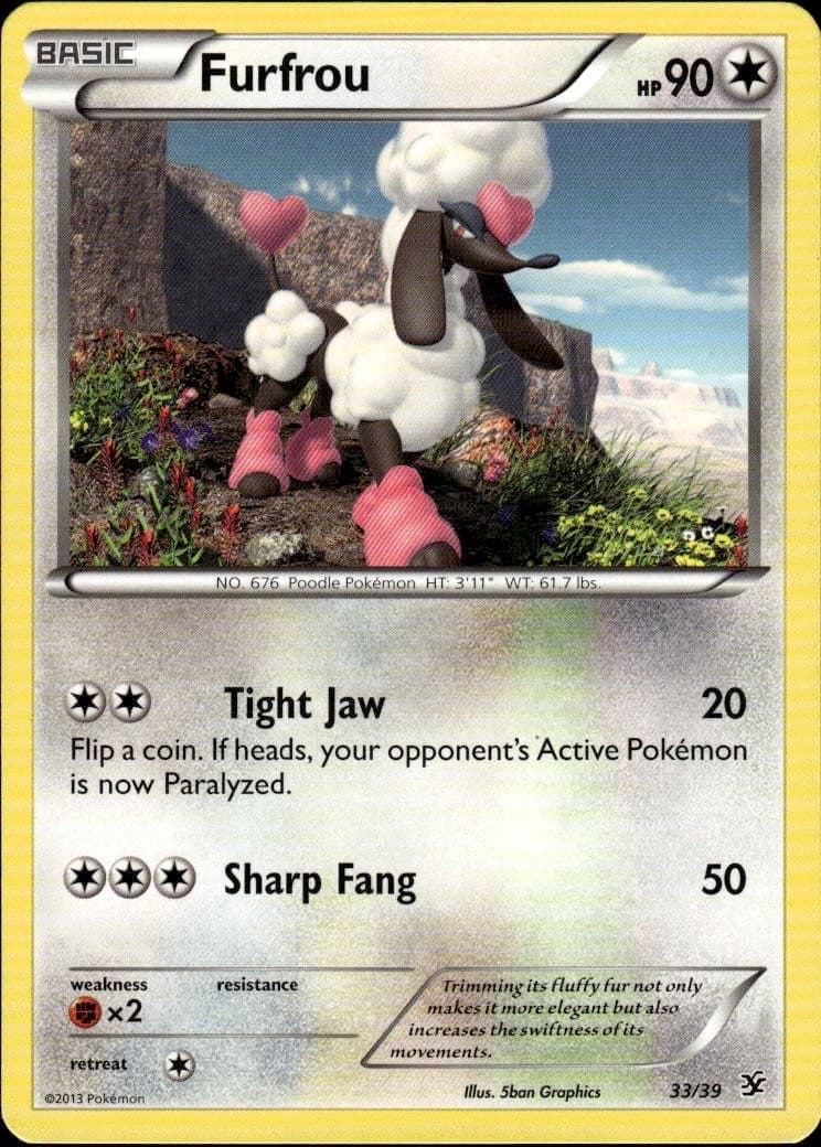 Furfrou 33 Common Kalos Starter Set 33/39 Colorless Pokemon Card