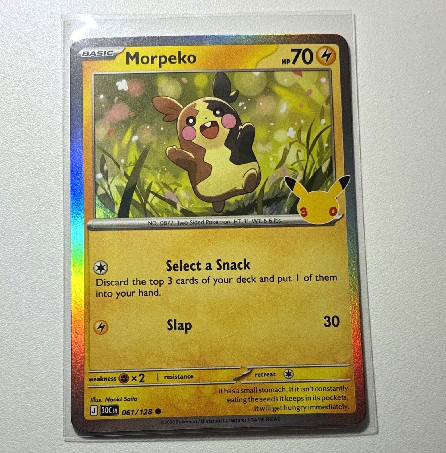 Morpeko 061/128 30th Celebration Holo Common Basic Pokemon TCG 70 HP (EN)NM