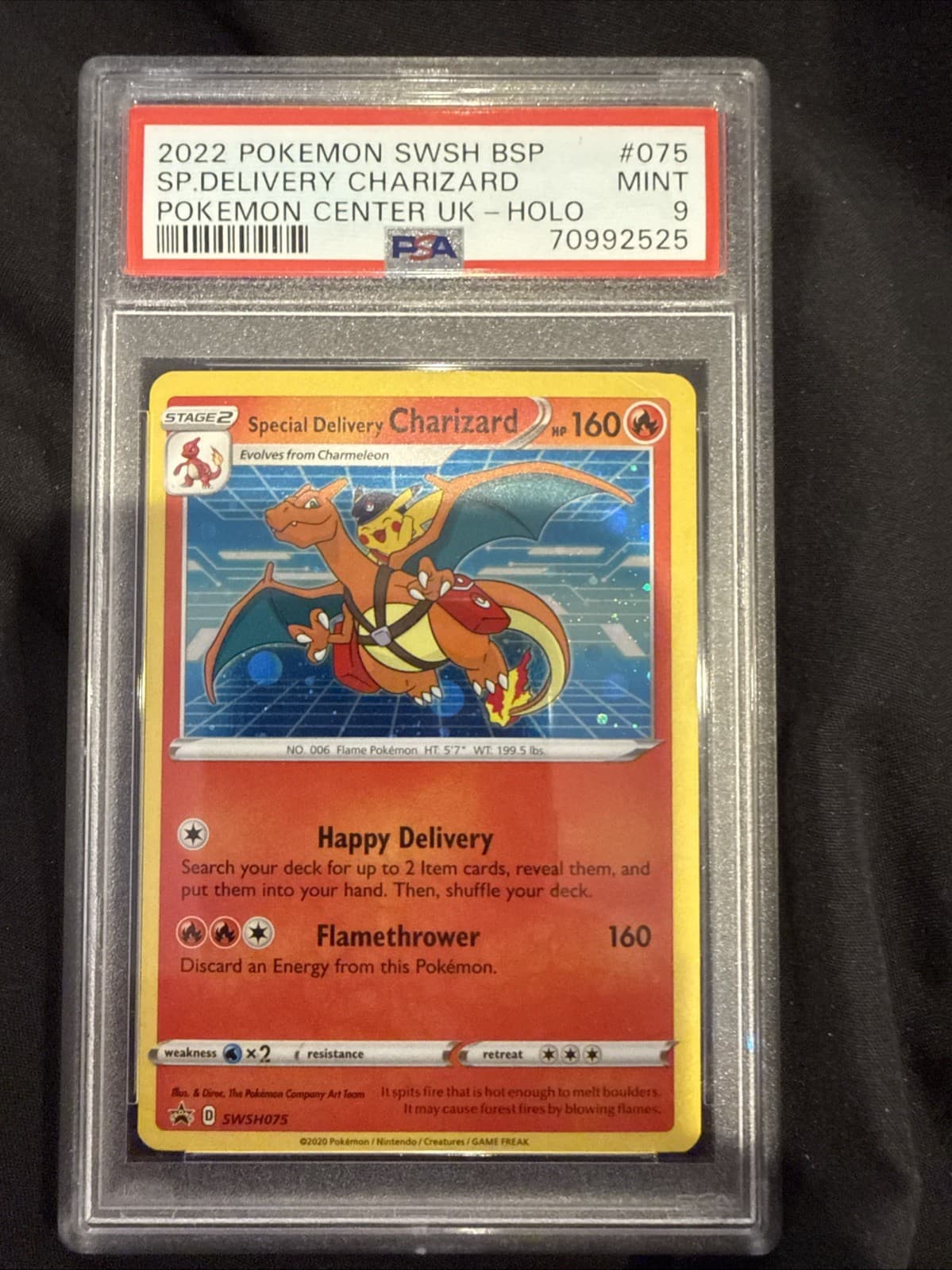 Pokémon TCG Special Delivery Charizard SWSH075 Holo Black Star PSA 9