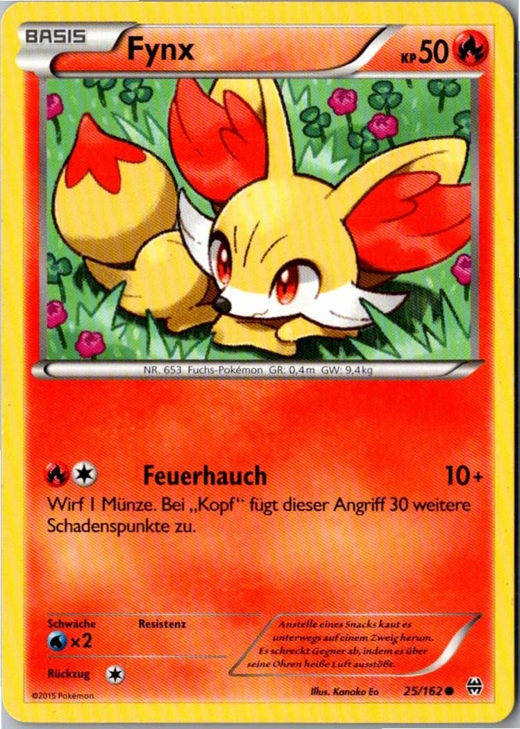 Pokemon Fynx 25/162 TURBOstart Deutsch 2015 Karte