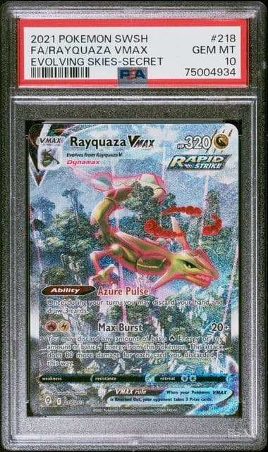Pokemon Rayquaza VMAX Evolving Skies Secret Full Alt Art #218 PSA 10