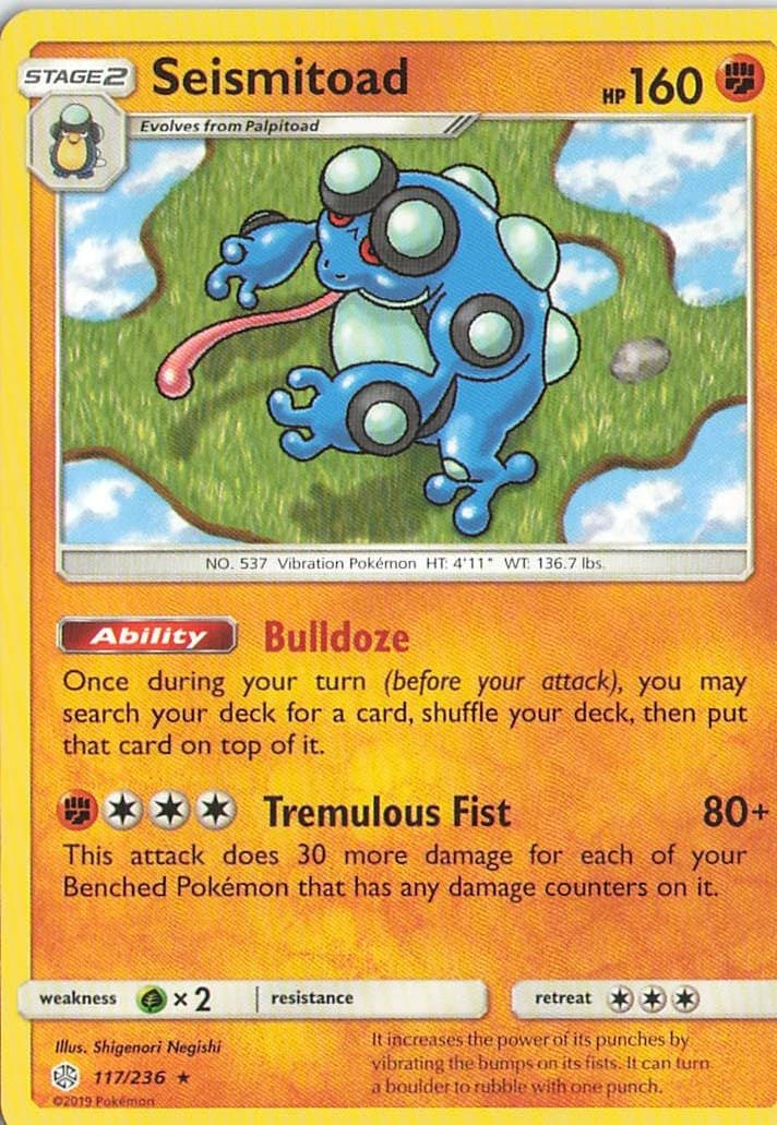 Seismitoad 117/236 Rare Cosmic Eclipse Pokemon Near Mint (L1)