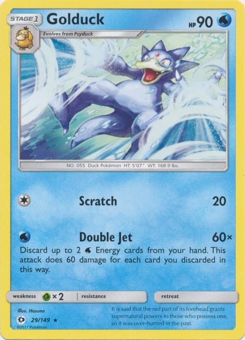 Golduck - 29/149 - Rare (Mp) Sun and Moon Base Set - Water Pokémon