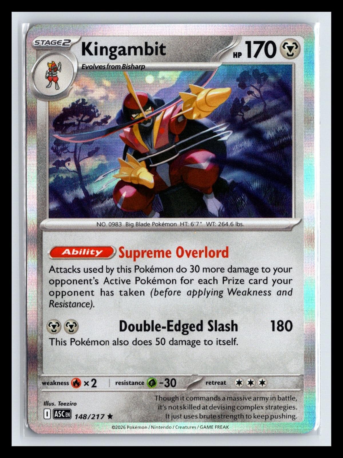NM Holo Kingambit Ascended Heroes 148/217 R Pokemon