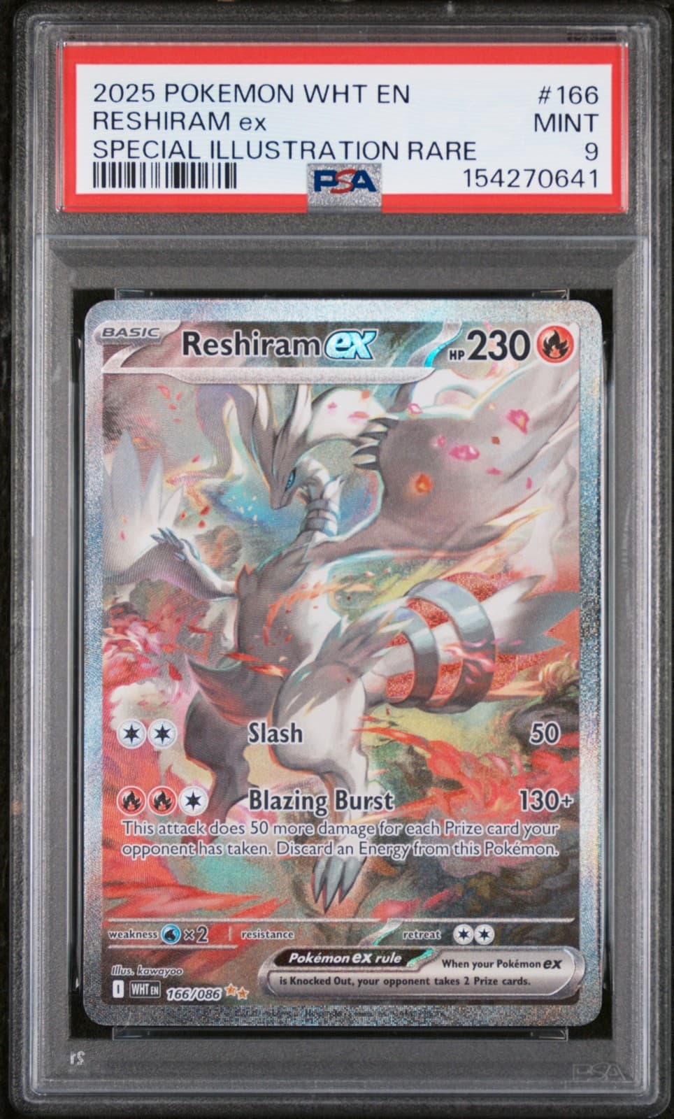 2025 POKEMON WHT EN-WHITE FLARE SPECIAL ILLUSTRATION RARE #166 RESHIRAM EX PSA 9