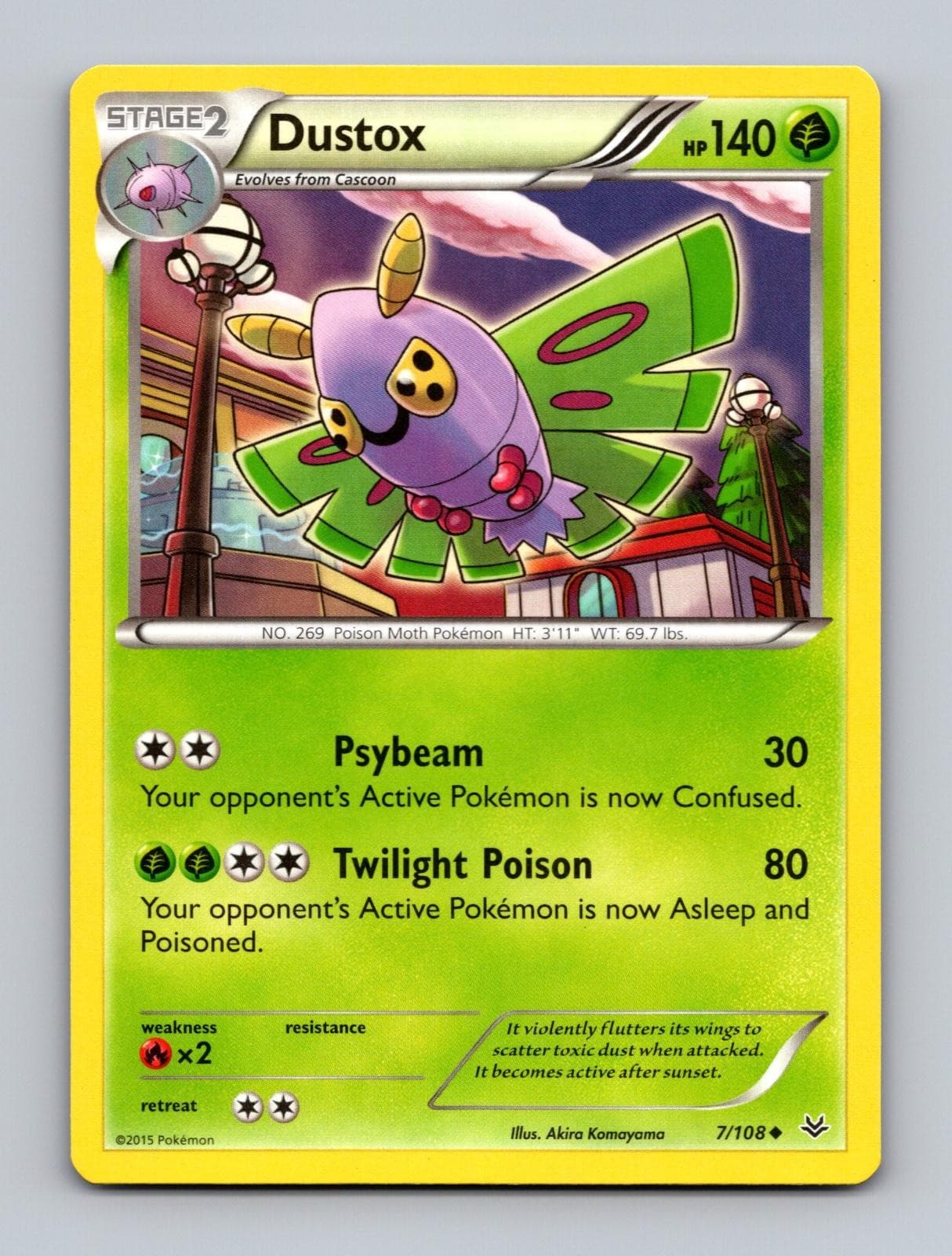 Dustox 7/108 Uncommon Roaring Skies Pokemon Lightly Played