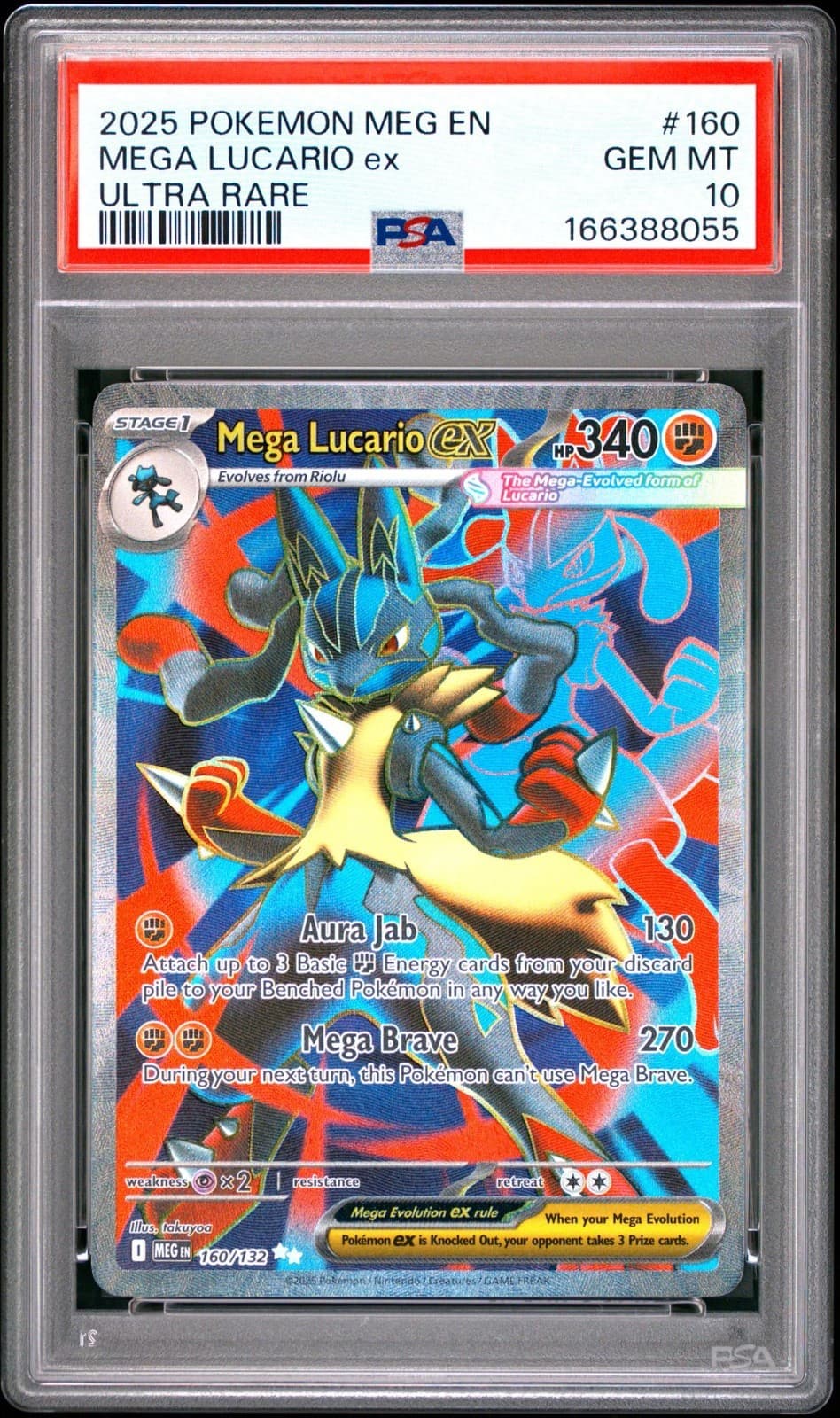 PSA 10 MEGA LUCARIO EX 160/132 ULTRA RARE MEGA EVOLUTION BASE POKEMON 😍