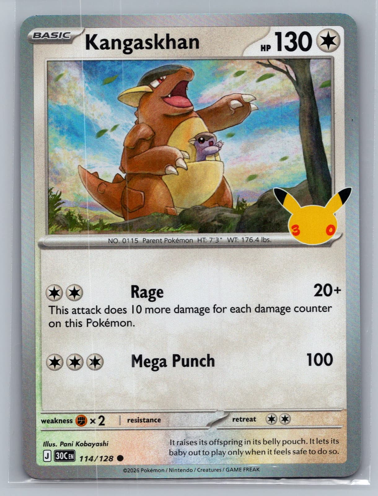 Kangaskhan #114/128 2026 30th Celebration Pokemon TCG