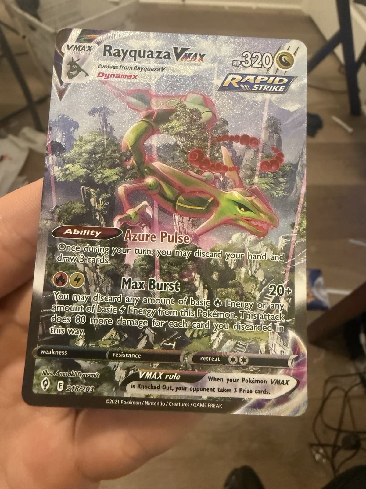 Pokemon Company Rayquaza VMAX 218/203 Evolving Skies Secret Rare Alt Art Holo