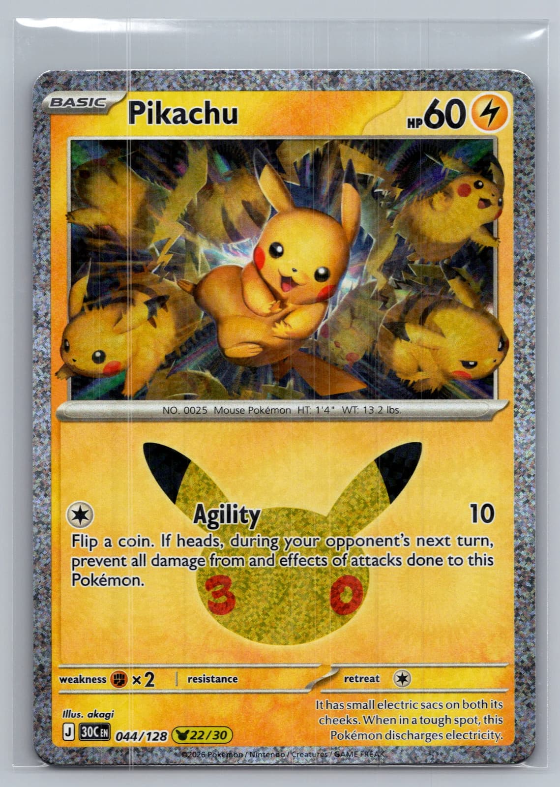 Pikachu #44/128 2026 30th Celebration Pokemon TCG