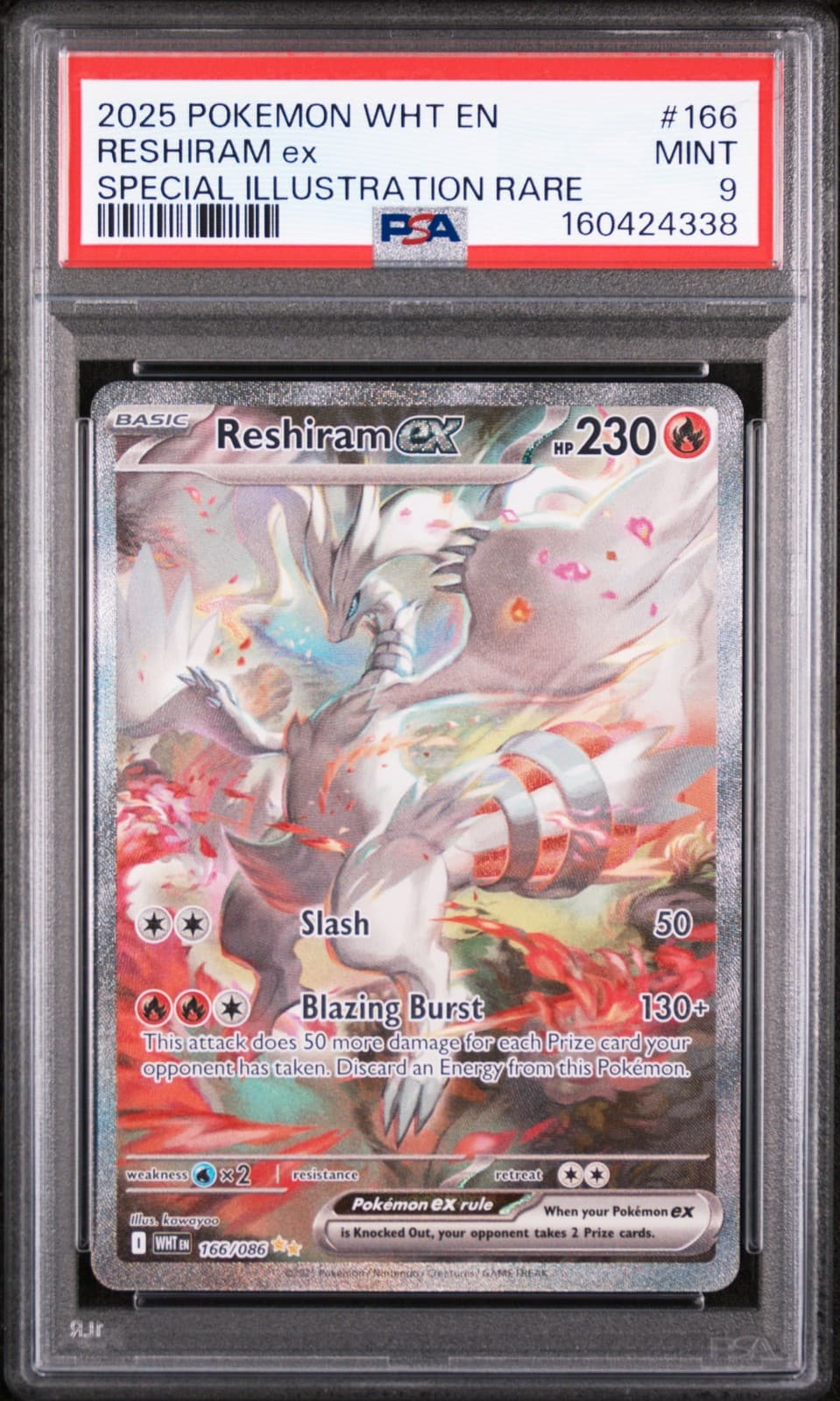 2025 POKEMON WHT EN-WHITE FLARE SPECIAL ILLUSTRATION RARE #166 RESHIRAM EX PSA 9