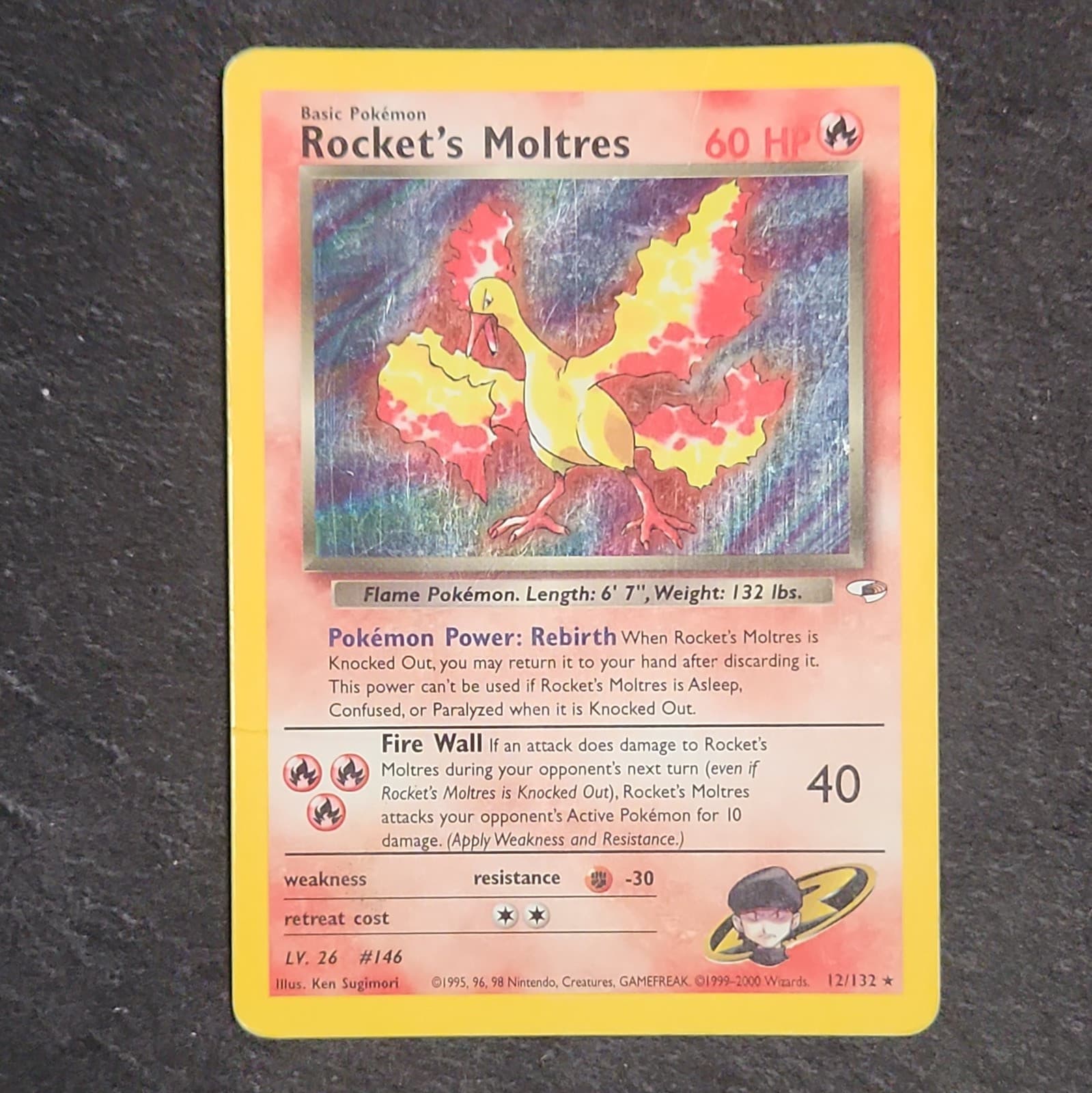 Rocket's Moltres Pokémon Gym Heroes 12/132 Holo