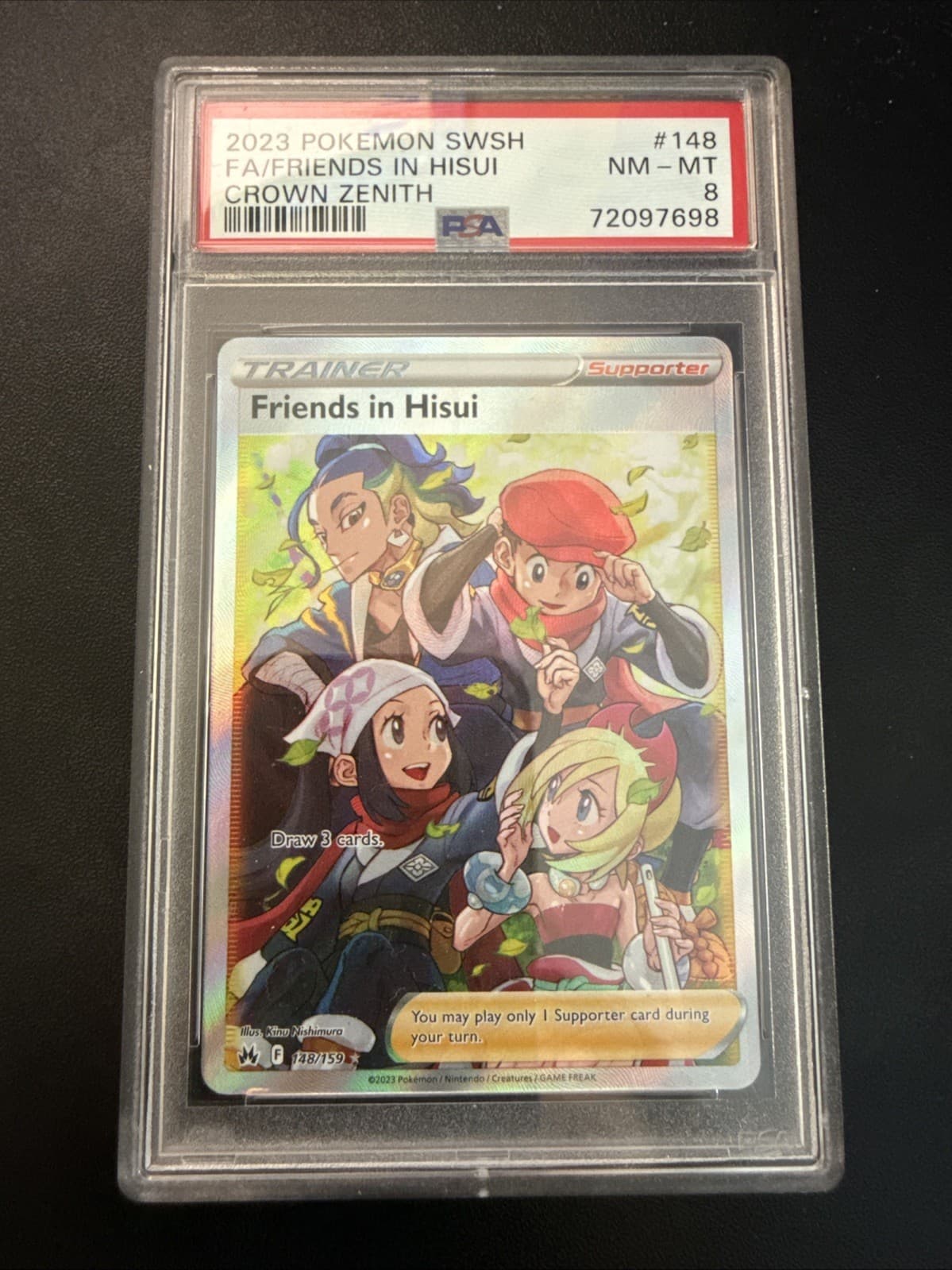 Friends in Hisui 148/159 Crown Zenith Full Art Holo Ultra Rare Eng PSA 8