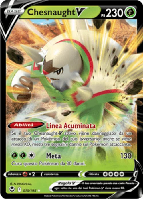 Pokemon TCG Chesnaught V SIT 15/195 ITA EXC/NM Silver Tempest Tempesta Argentata