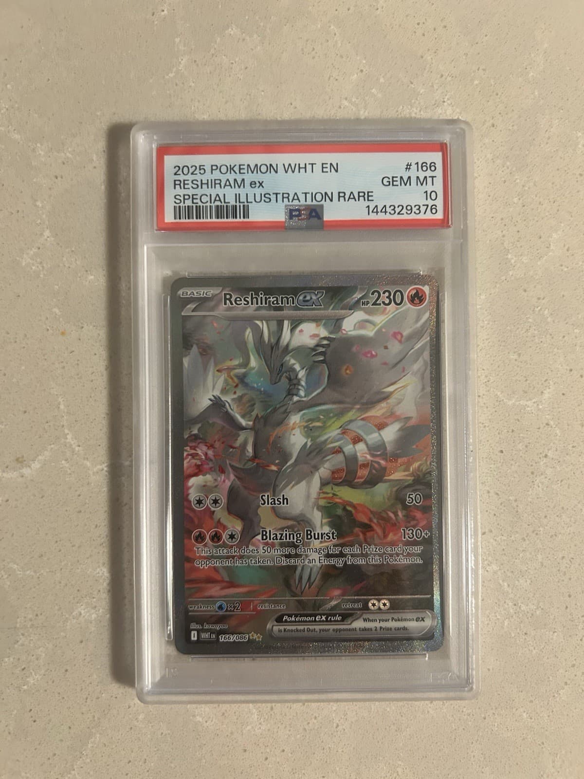 PSA 10 Reshiram ex 166/086 Sv White Flare Holo EN Special Illustration Rare 2025