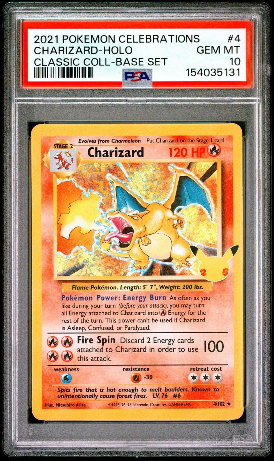 2021 POKEMON CELEBRATIONS CLASSIC COLLECTION #4 CHARIZARD-HOLO PSA 10