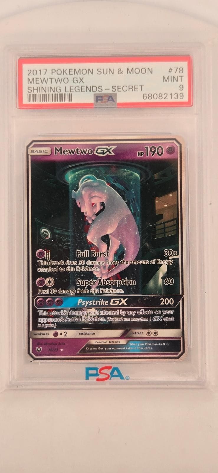 Mewtwo Gx 78/73 Secret Shining Legends Pokemon PSA 9