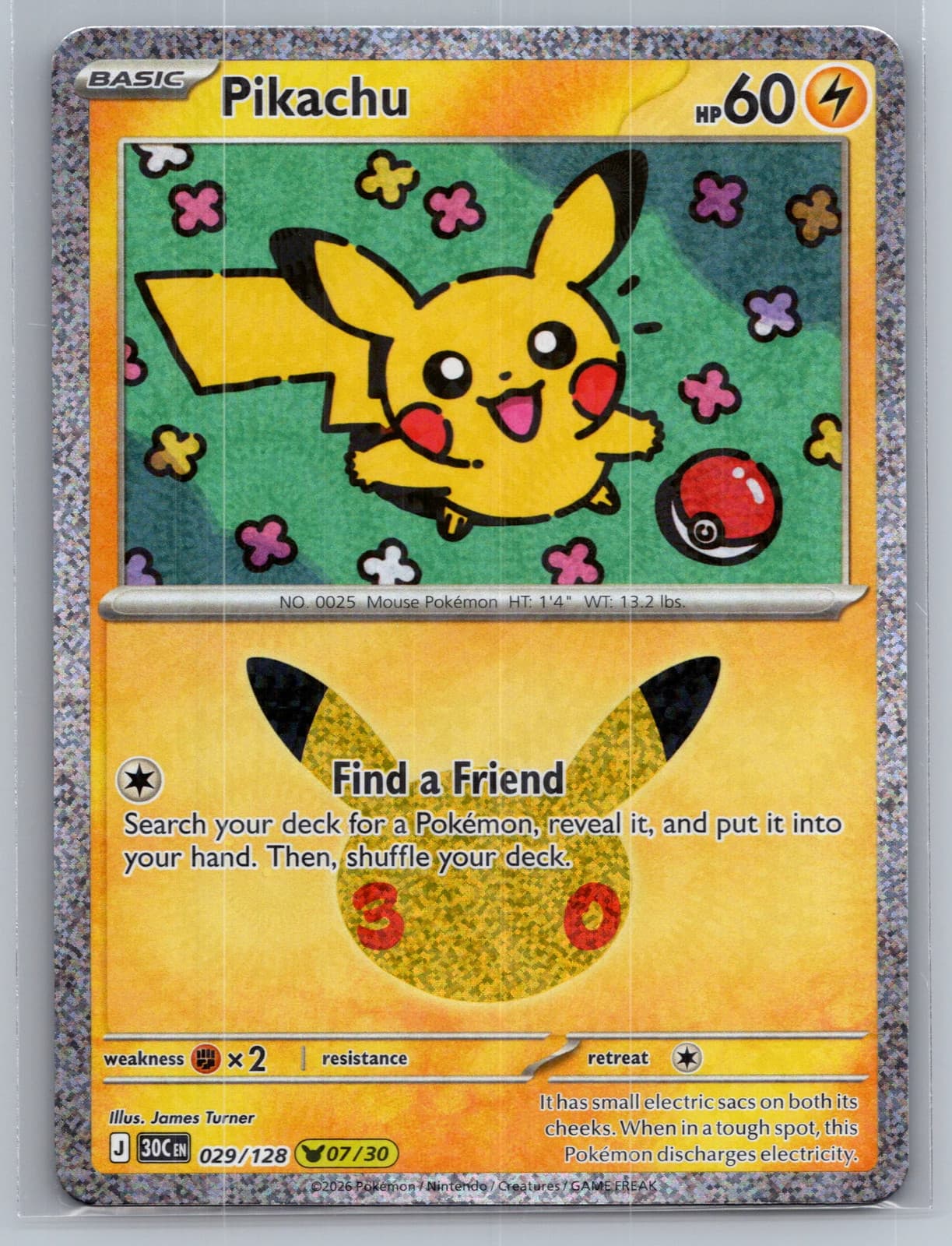 Pikachu #29/128 2026 30th Celebration Pokemon TCG