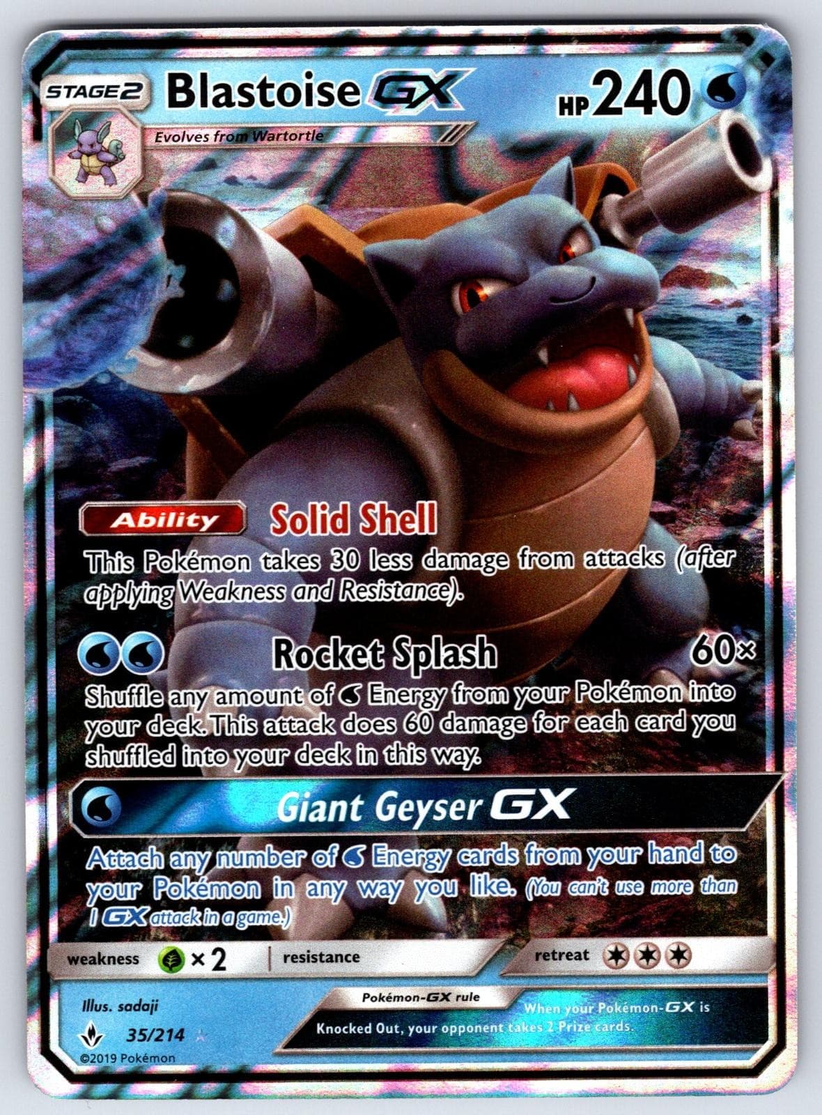 Blastoise GX 35/214 GX Rare Holo Unbroken Bonds Pokemon NM