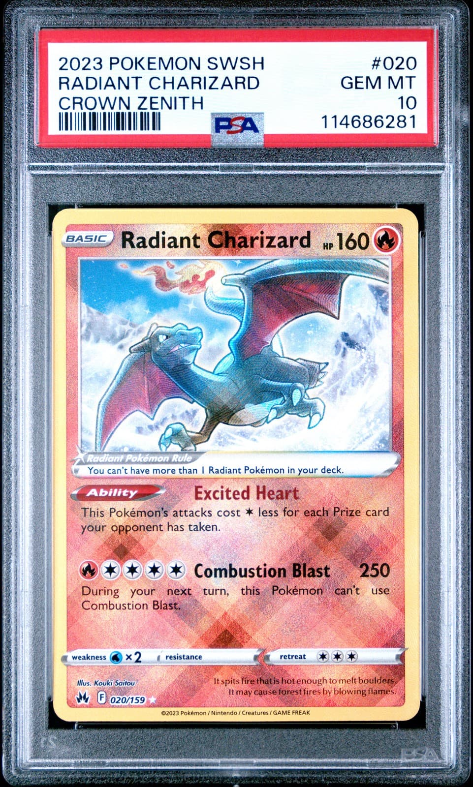 2023 Pokemon Sword And Shield Crown Zenith #020 Radiant Charizard PSA 10