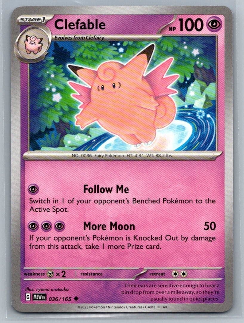 Clefable 36/165 Scarlet & Violet 151 Uncommon Pokémon TCG 2023