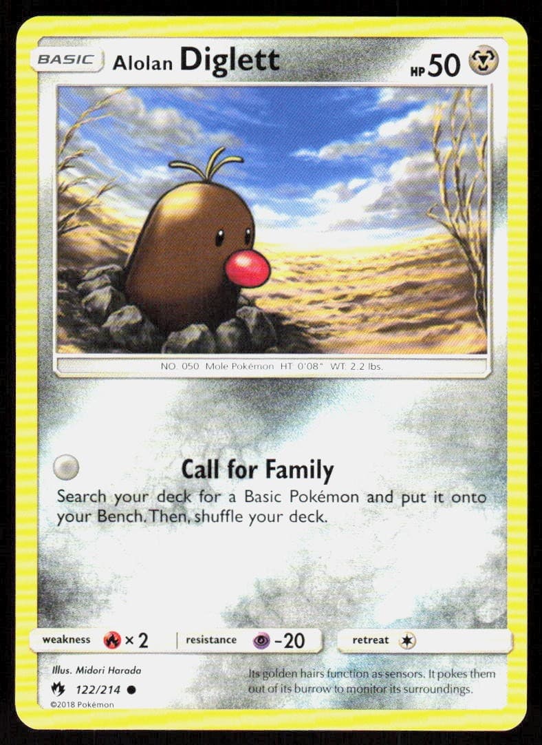 Alolan Diglett 122/214 Common Lost Thunder Pokemon Lightly Played
