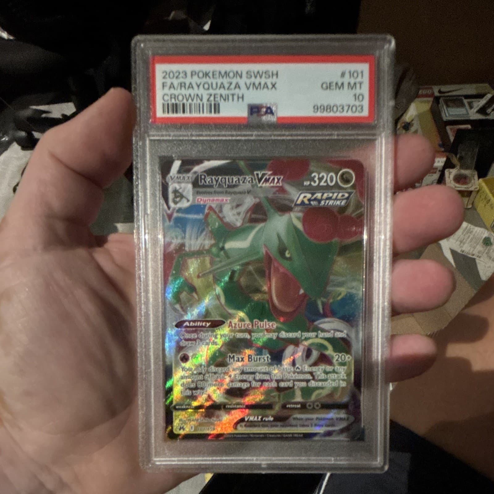 Rayquaza VMAX 101/159 SWSH Crown Zenith Full Art Holo English HP 320 PSA 10