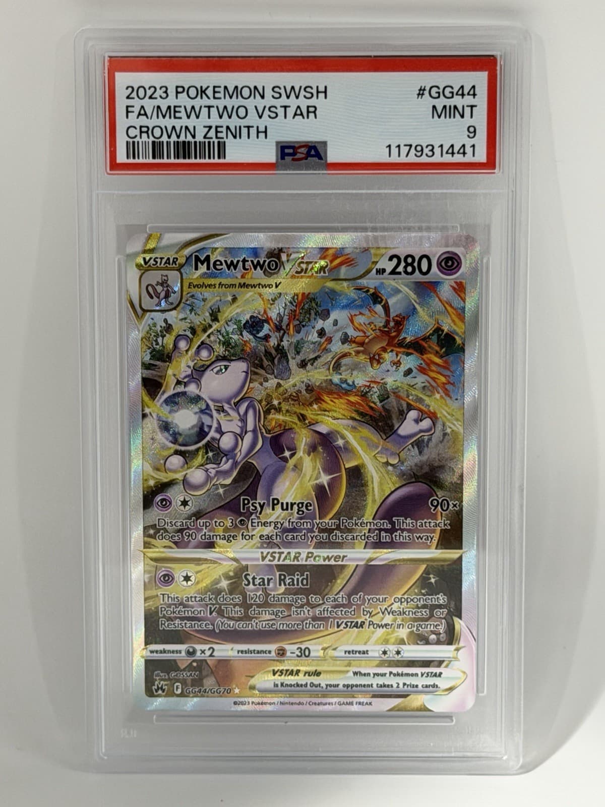 Mewtwo VSTAR GG44/GG70 Crown Zenith: Galarian Gallery PSA 9 Holo