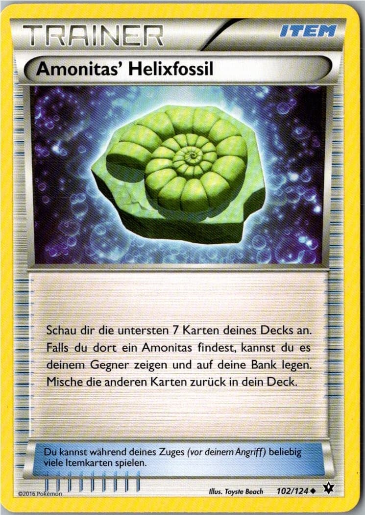 Pokemon Amonitas Helixfossil 102/124 Schicksalsschmiede Deutsch