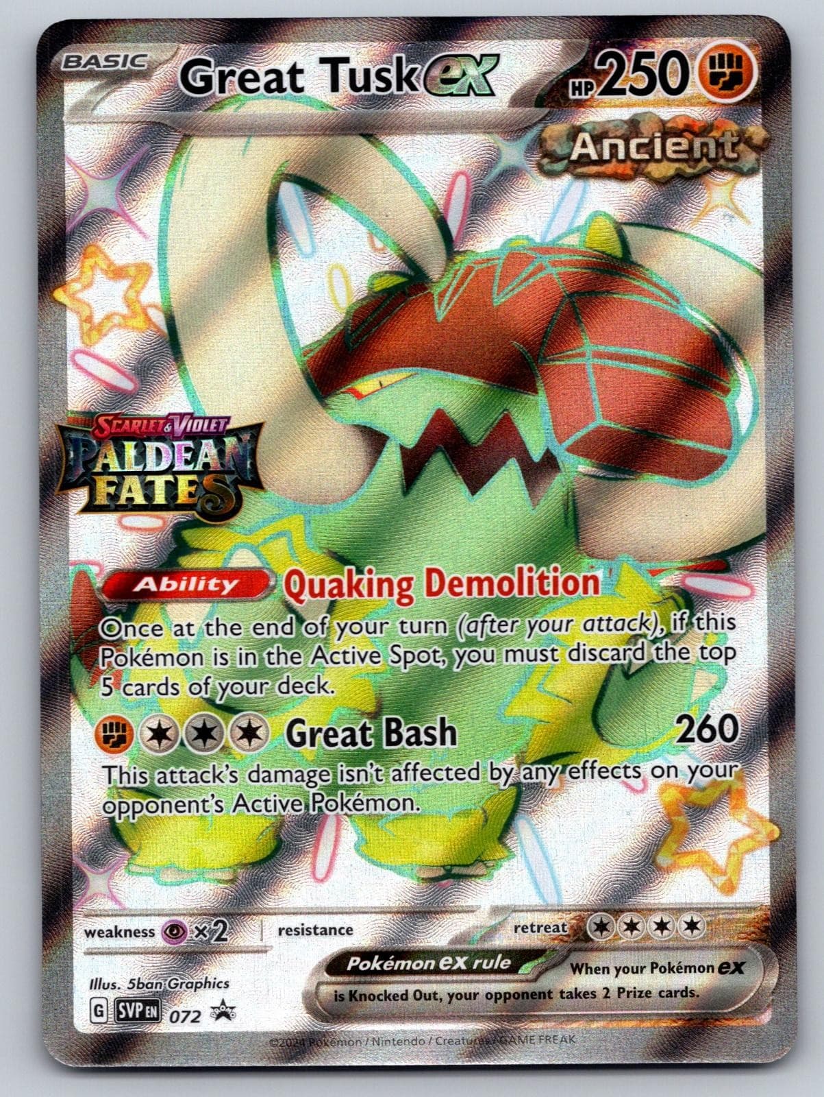 Great Tusk ex 072 Holo Promo Scarlet & Violet Promo Pokemon Near Mint