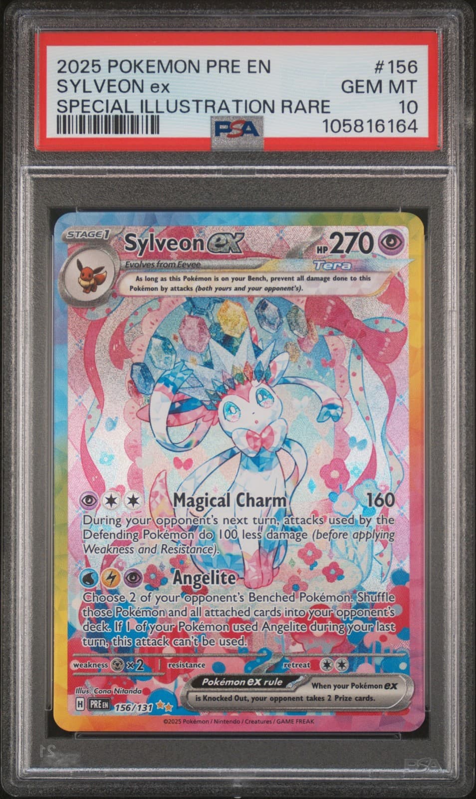2025 POKEMON PRE EN-PRISMATIC EVOLUTIONS #156 SYLVEON EX PSA 10