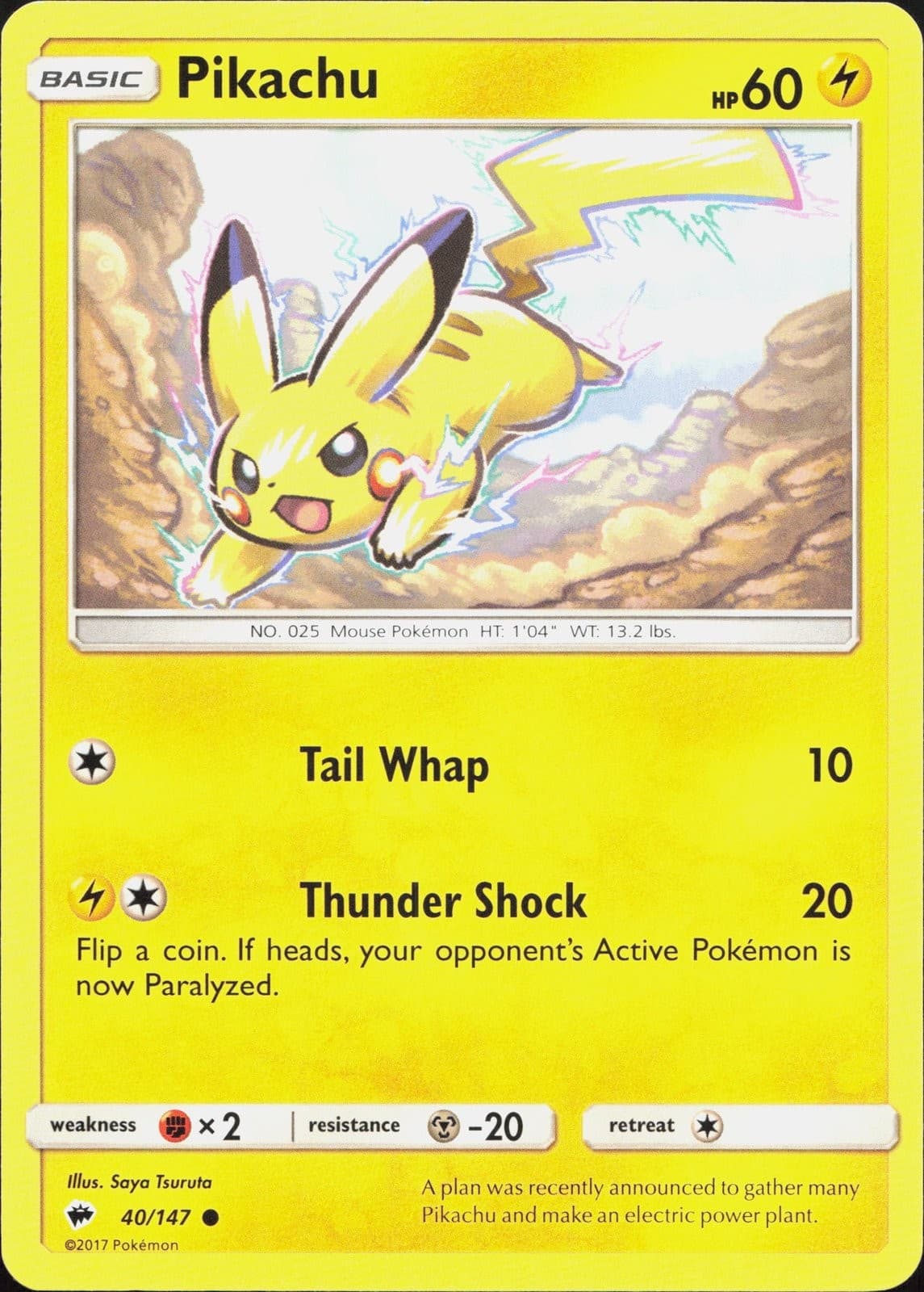 Pokemon Pikachu 40/147 Burning Shadows NM
