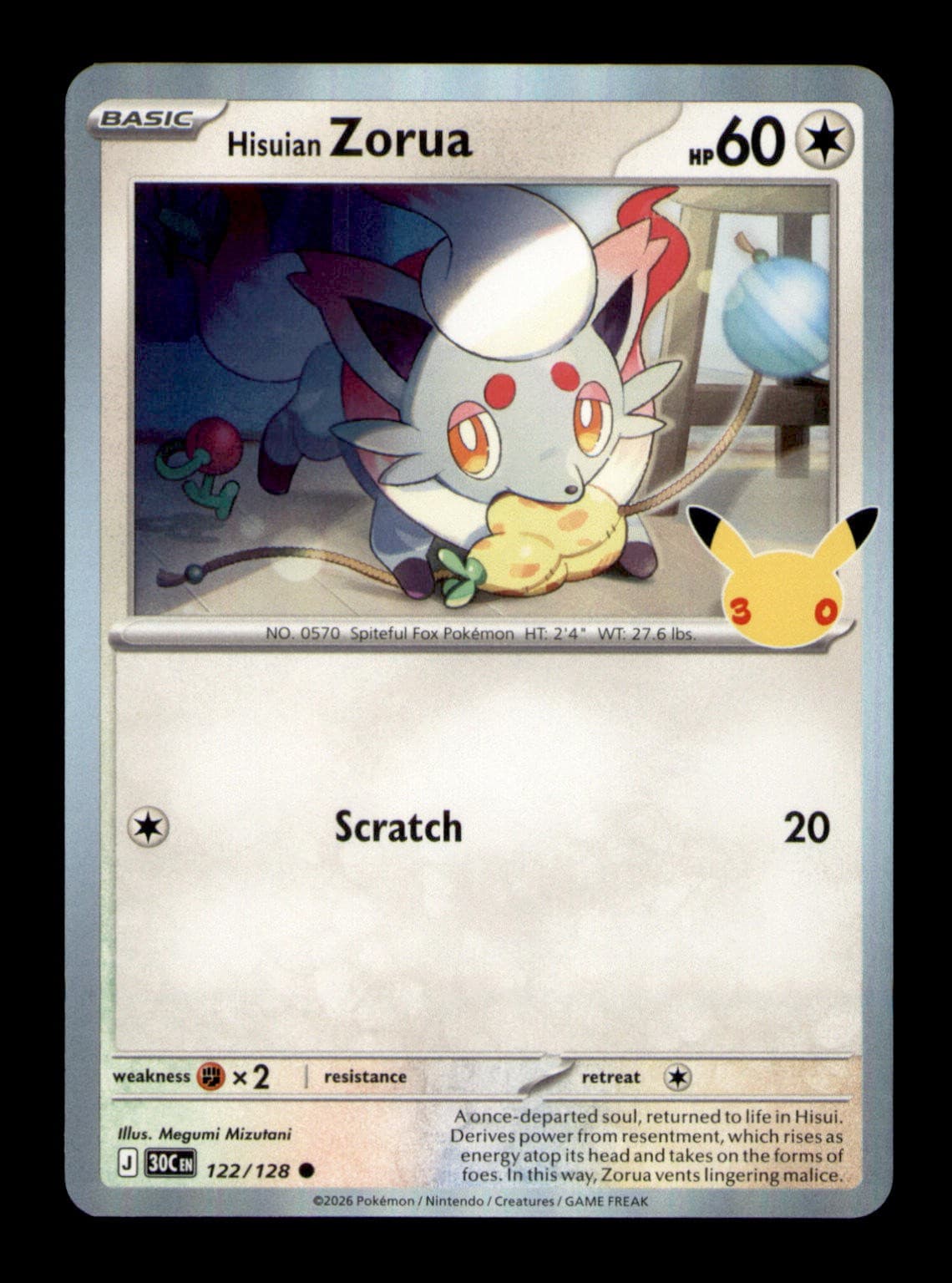 Hisuian Zorua 122/128 ME: 30th Celebration Holo NM Pokemon TCG