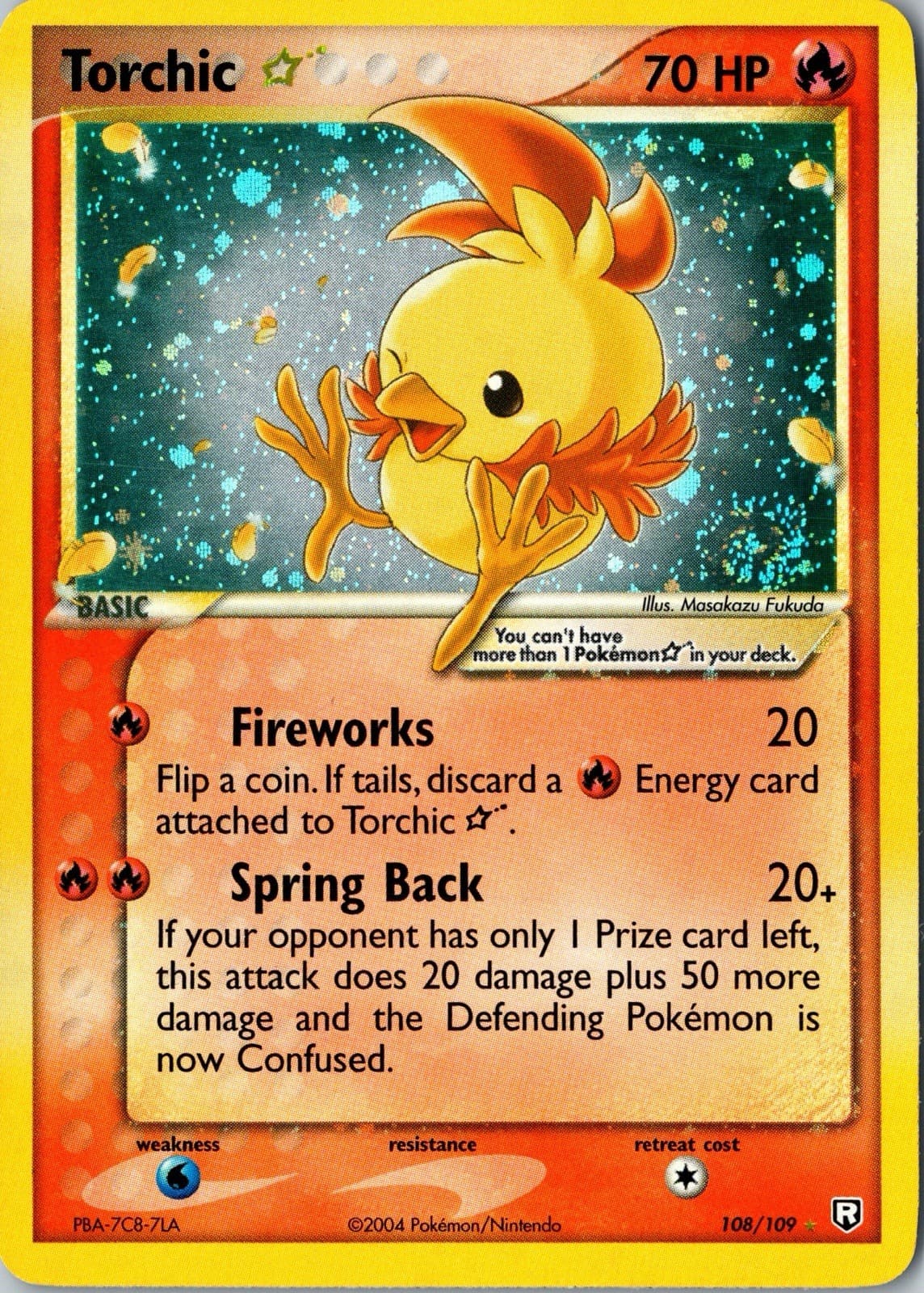 Torchic Gold Star 108/109 EX Team Rocket Returns SWIRL Gradable Condition