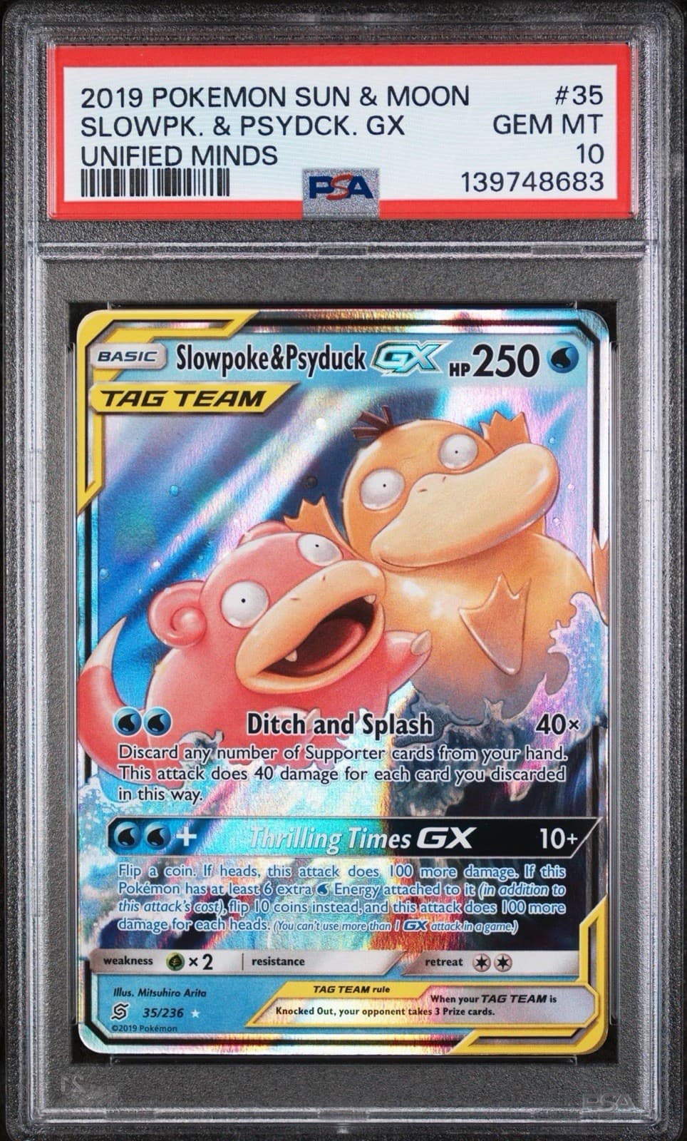 2019 POKEMON SUN & MOON UNIFIED MINDS #35 SLOWPOKE & PSYDUCK GX PSA 10